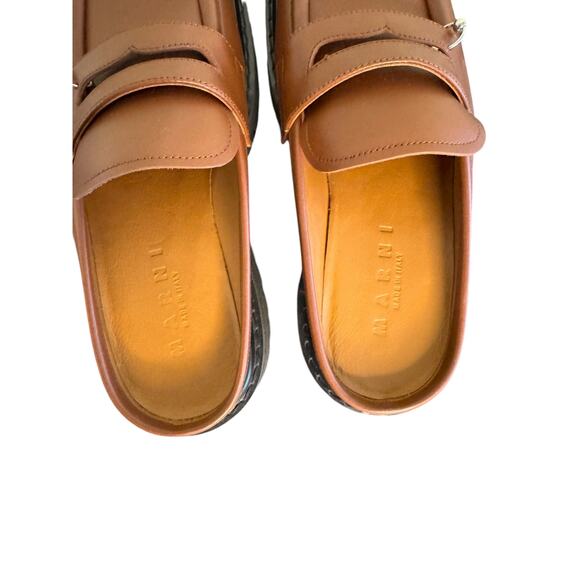 Marni NIB Piercing 2.0 Chunky Sabot Loafers in Cognac Size 40 - Picture 9 of 13